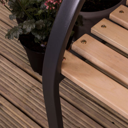 Garden Vida Slatted Garden Bench Wooden Seater Outdoor Furniture Seating Wood Slats Steel Legs Park Patio Seat
