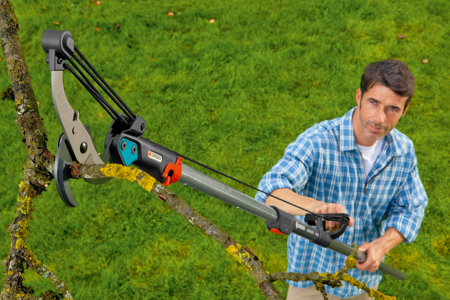 Gardena combisystem Anvil Branch Pruner: Branch pruner, 5-fold roller transmission, cuts branches up to 35 mm in diameter, 4.7 m tear-proof pulling