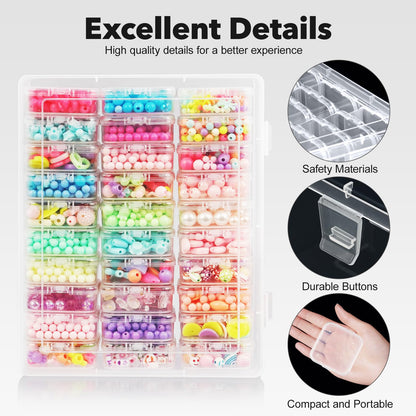 LINYAPRY Bead Organiser Box, 62Pcs Small Bead Storage Containers Plastic Cases with Hinged Lid