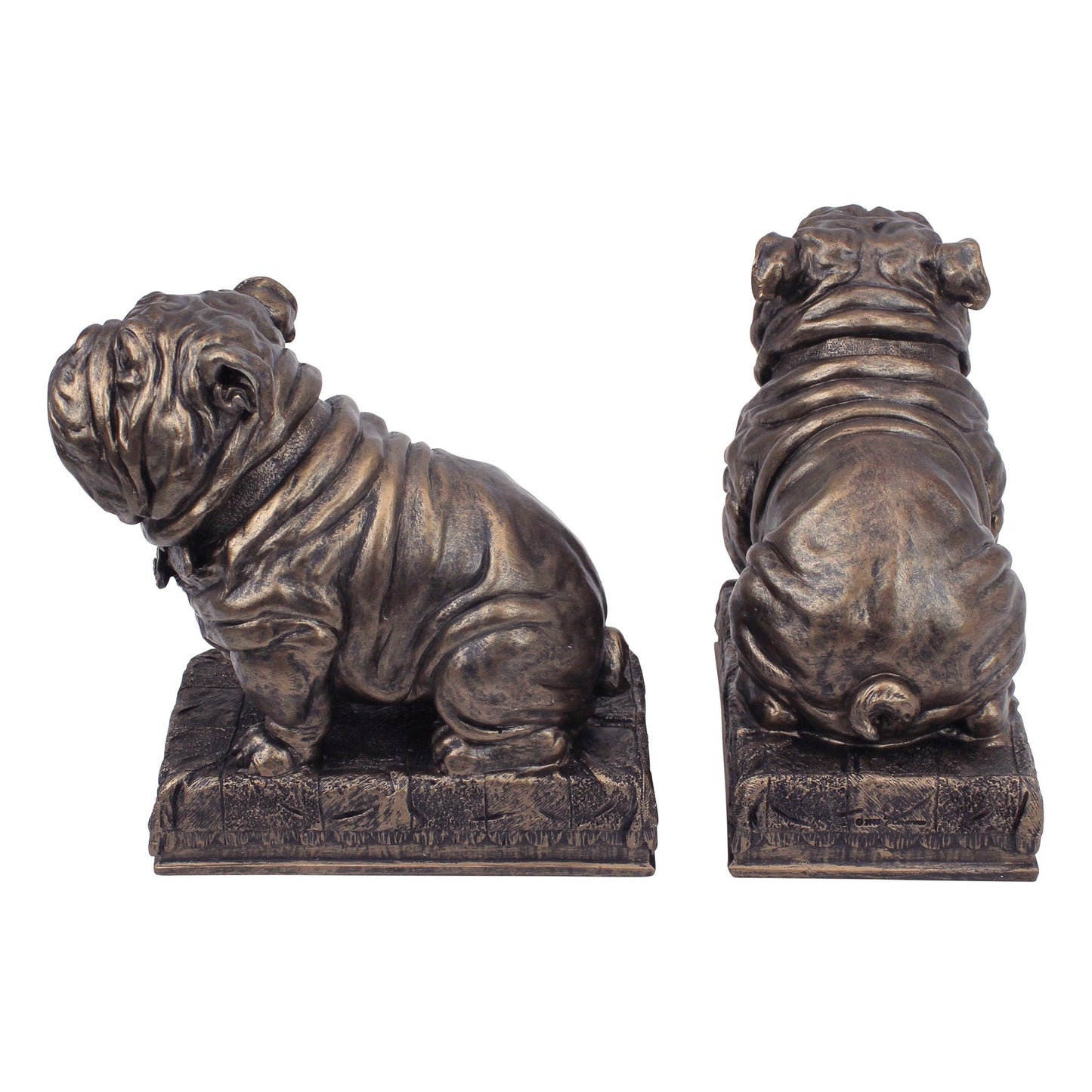 Design Toscano British Decor Bulldog Mascot Bookend Statues, 15 cm, Set of Two, Polyresin, Bronze Finish