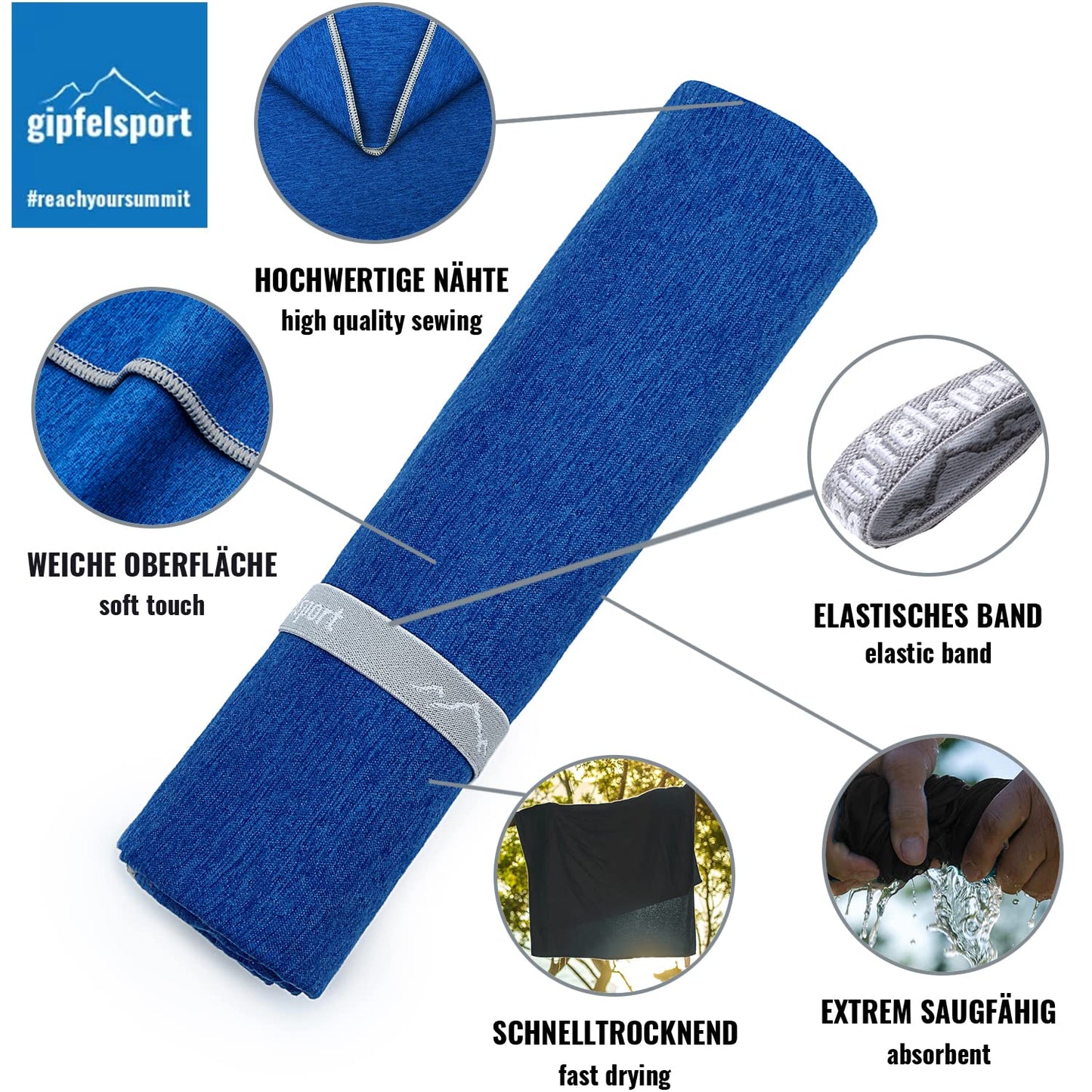 gipfelsport Microfibre Towel | Blue | S(80x40cm)