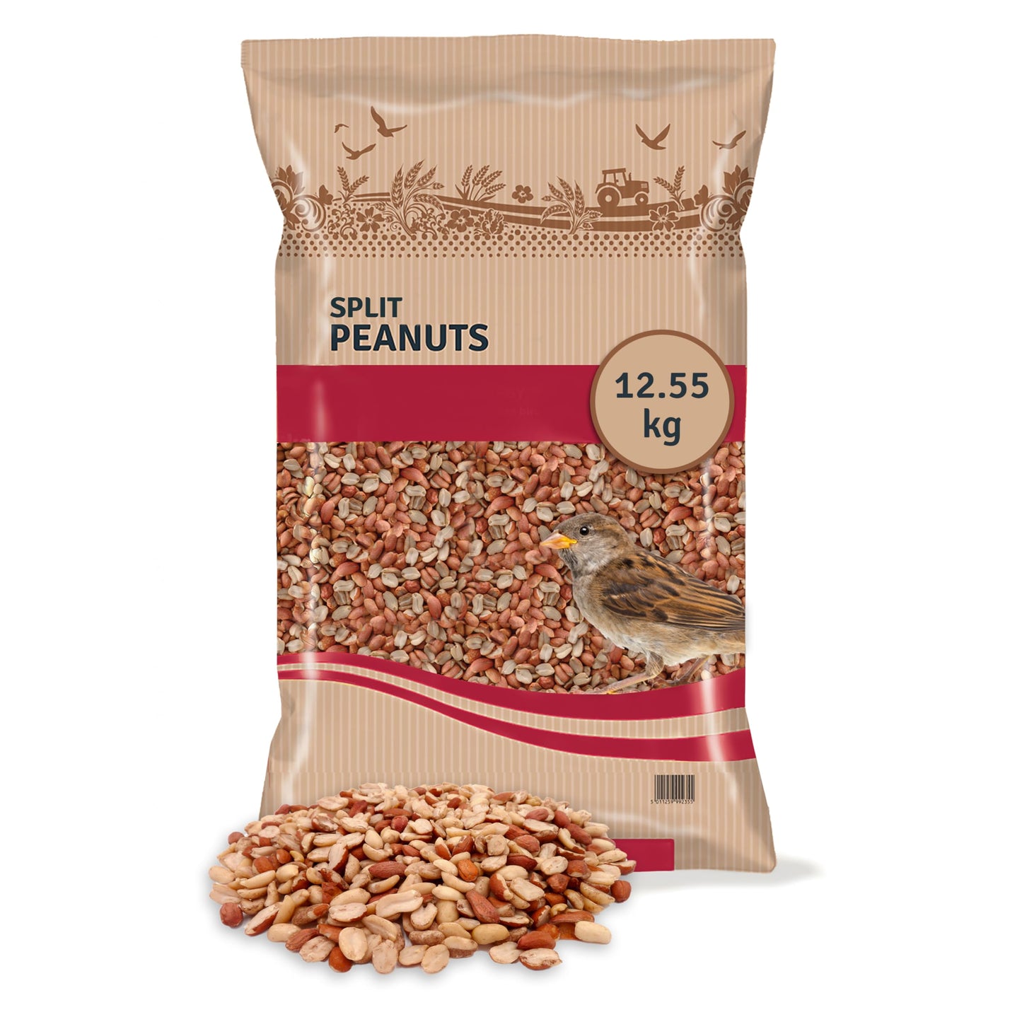 Split Peanuts for Wild Birds 12.55kg - High Energy Food, High Protein Feed, Rich in Fats and Fibre, Great for Hanging Feeders, Bird Tables and Ground