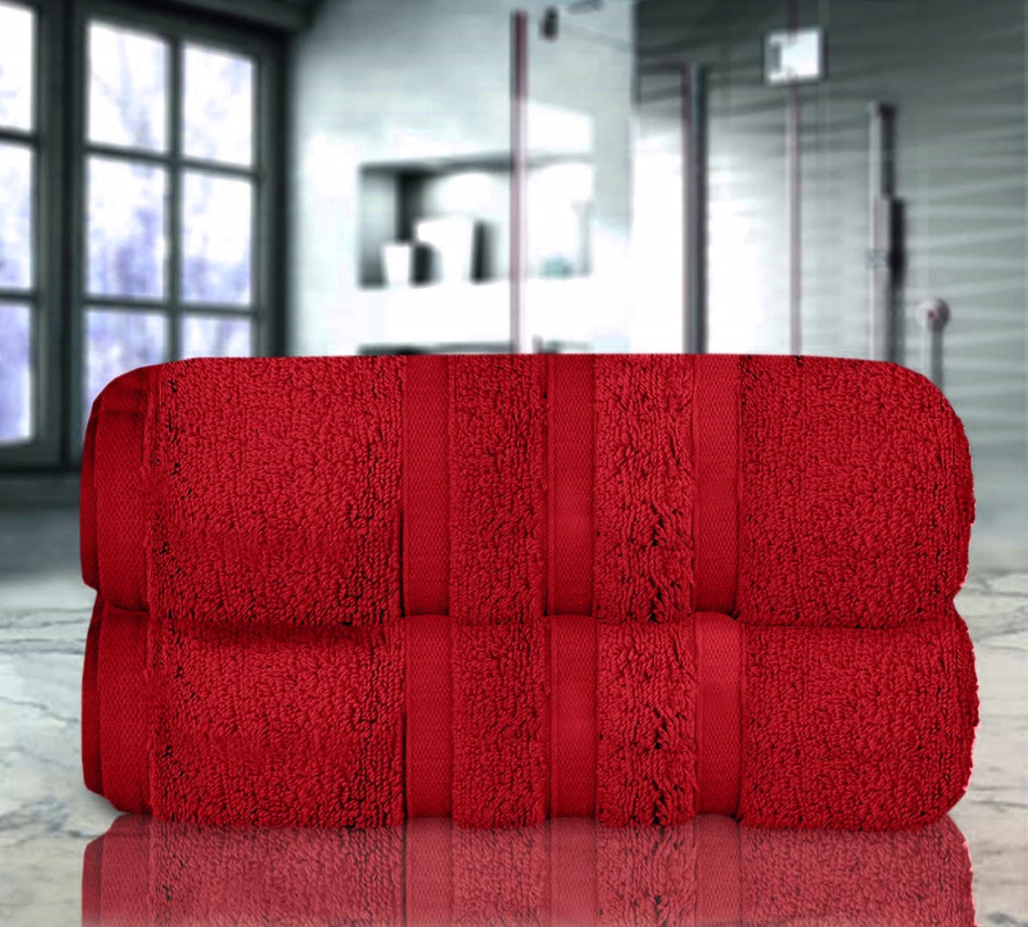 Uk Furniture 2 Pack Extra Large|95x200cm| Super Jumbo Bath Sheet Towels100% Egyptian Cotton 700GSM Super Soft Towel Set. (Red)