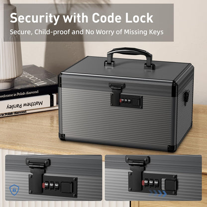Lockbako Medicine Lock Box with Code, Lockable Medicine Box with Removable Tray & Pocket Bag