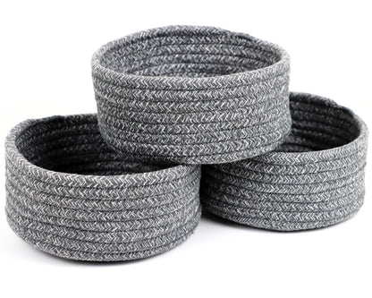 Small Basket, Set of 3 Woven Baskets, Cotton Rope Small Baskets for Organizing, Cute Mini Tiny Storage Basket for Gifts