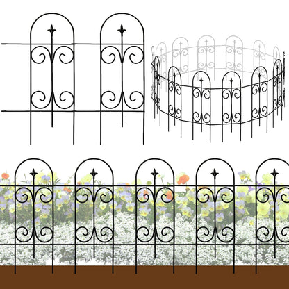 Thealyn Metal Decorative Garden Fence Border 82cm.H x 6.1m.W Rustproof Wrought Iron Fence Panels for Flower Bed, Trees, Animal Barrier