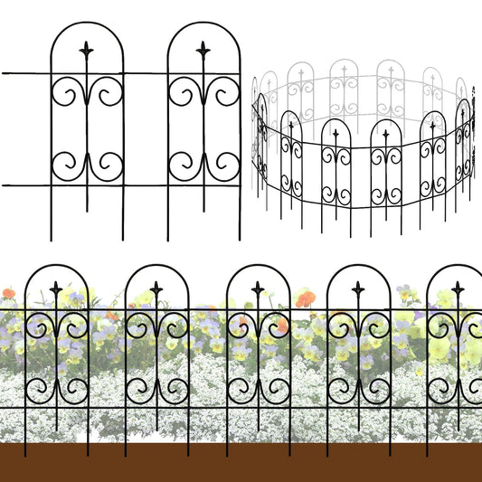 Thealyn Metal Decorative Garden Fence Border 82cm.H x 6.1m.W Rustproof Wrought Iron Fence Panels for Flower Bed, Trees, Animal Barrier