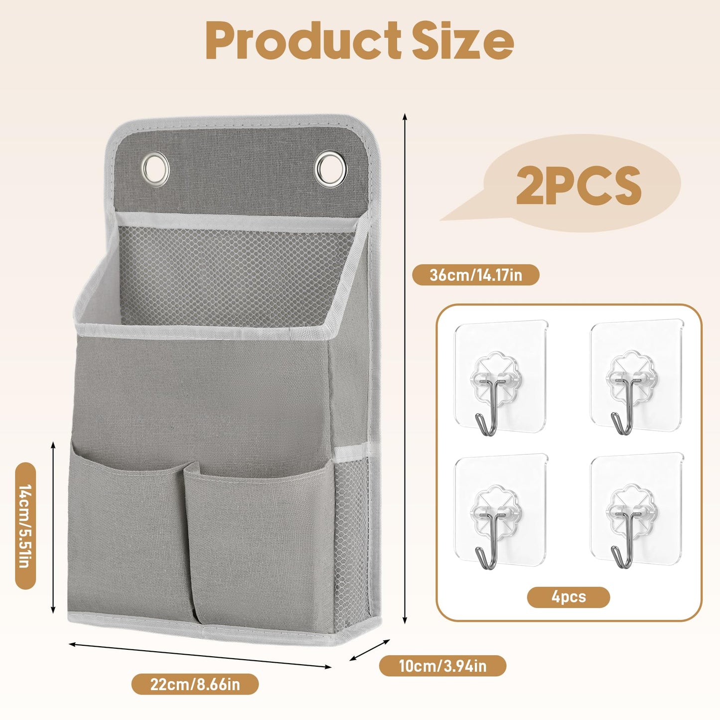 Huiguli 2 Pcs Foldable Wall Hanging Storage Bag with 4 Hooks