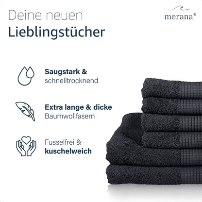Merana Hand Towel Set | Absorbent, Soft and Lint | Terry Towel Guest Towel Quality Made of Heavy Organic Cotton 590 GSM