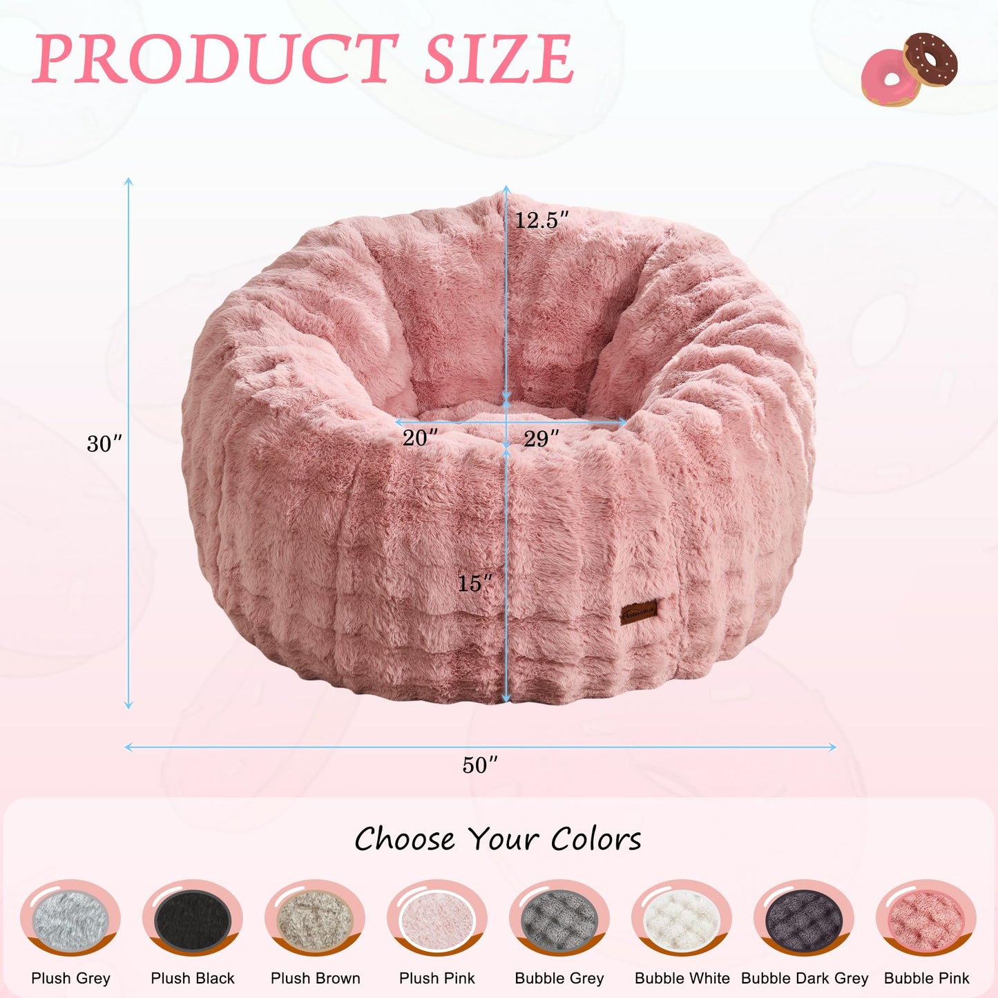 Hobestluk Large Bean Bag Chair for Adults Donut-Shaped Comfy Sofa Couch