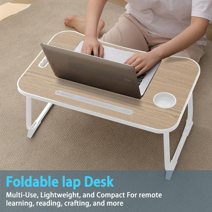 Laptop Bed Desk, Lap Desk Breakfast Tray Table for Eating, Reading, Writing, Laptop Stand for Bed, Sofa, Home and Office (Wood)