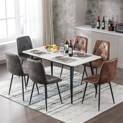 Artist Hand Set of 6 Dining Chairs for Dining Room Living Room, Vintage Faux Suede Dining Chairs with Backrest Upholstered Seat Solid Metal Legs