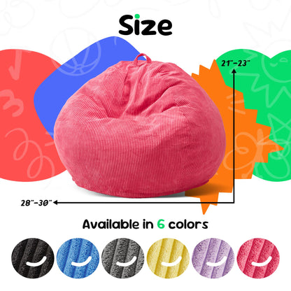 Hobestluk Kids Bean Bag Chair Teardrop Shape with Filling, 2.5FT Pink