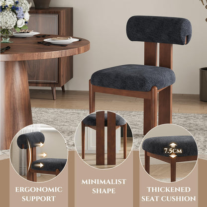 Dining Chairs Set of 2, Dining Room Chairs Upholstered Chenille Fabric, Wooden Kitchen Chairs with Padded Seat & Solid Wood Frame