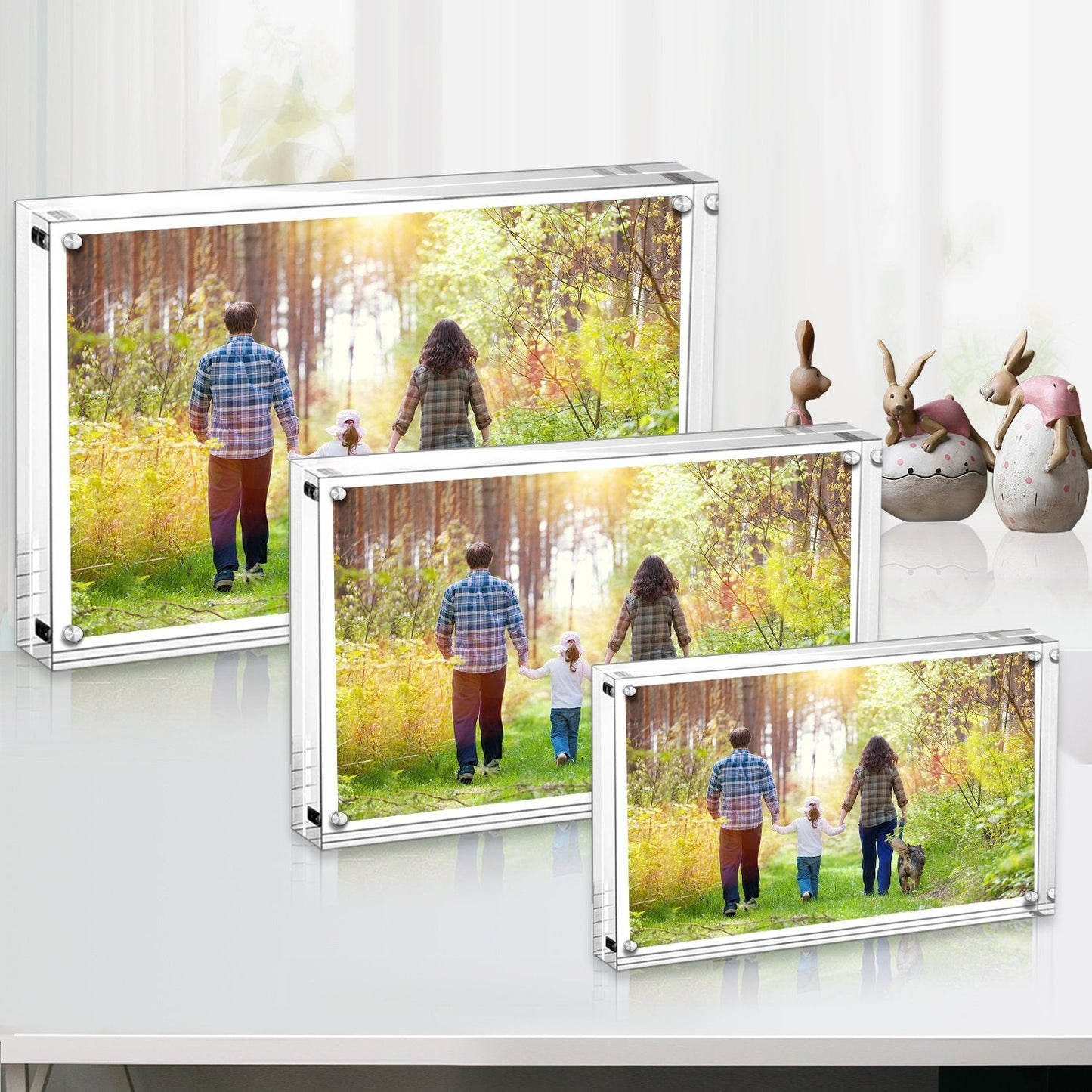 Boxalls Acrylic Photo Frame 13 x 18 cm (5 x 7 inch)-Set of 5, Double Sided Picture Frame with Magnetic, Clear Frameless Desktop Photo Block