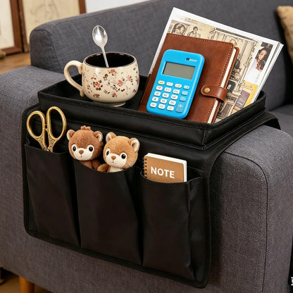 Wrbugukeji Sofa Armrest Organizer, Sofa Candy Organizer with Tray(Black)