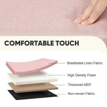PINPLUS Folding Storage Box Ottoman, Linen Small Footstool, Pink