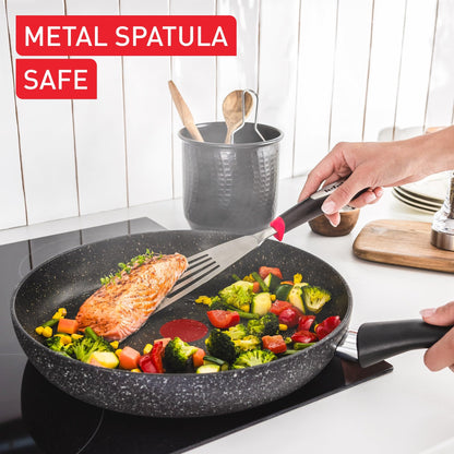 Tefal Titanium Stone Frying Pan 28 cm, High-Performance Non-Stick Coating, Metal Spatula Safe, All Hobs Including Induction, E1050644