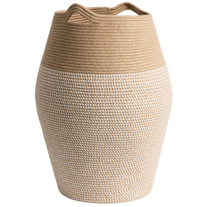 Laundry Hamper Tall Woven Cotton Rope Laundry Basket Dirty Clothes Hamper Kids Curve Laundry Basket Large in Bathroom Laundry Room for Dirty Clothes