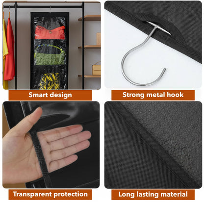 unel Hanging Handbag Storage Organiser (2 Pack), Each Hanger Holds 8 Bags for Wardrobes, Space Saving & Washable