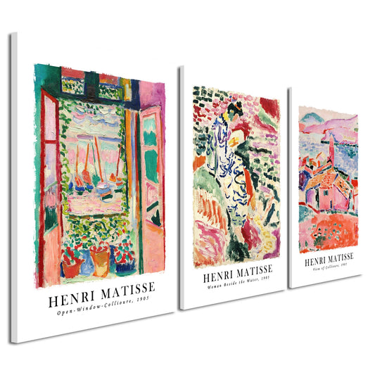 Wieco Art Canvas Wall Art 3 Piece Henri Mattise Art Abstract Colorful Matisse Posters Canvas Prints for Wall and Home Office Decorations
