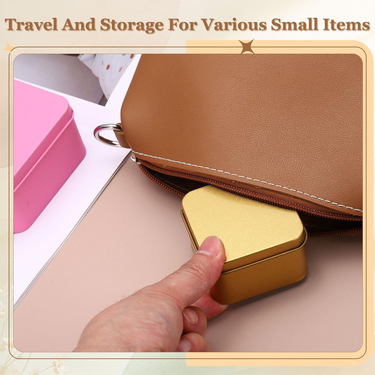 sourcing map 2Pcs Metal Tin Box, 3.1x1.8 Square Empty Tinplate Containers with Lid Portable Storage Box Candy Jars for Valentine's Day