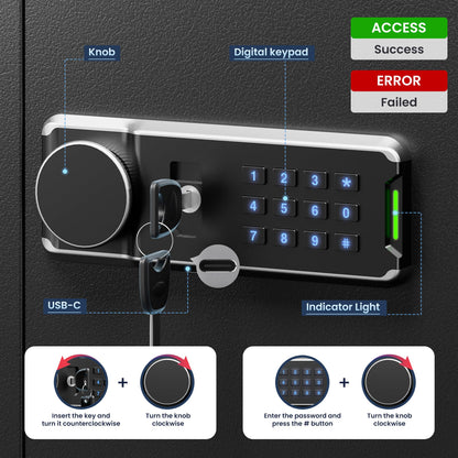 KornerBatl Electronic 65 Key Safe Wall Mounted, Key Lock Box With Code