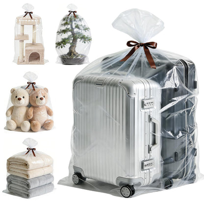 5-Pack Jumbo 100x150cm Clear Plastic Storage Bags with Ties, 2 Mil Heavy-Duty Protection for Oversized Items, Car Seats, Strollers, Suitcases