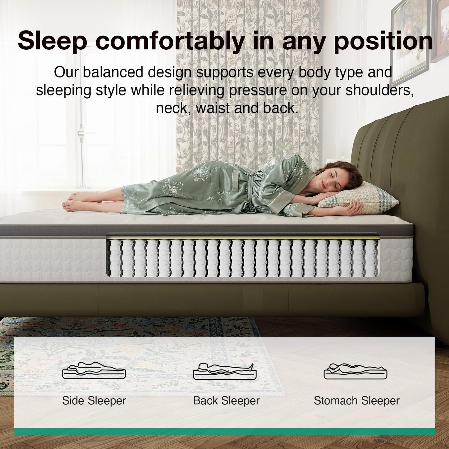 Novilla 5FT King Size Mattress - 25cm Medium Firm Hybrid Mattresses | UK Pocket Sprung & Foam for Target Support & Luxury Comfort, Soft-Touch Cover