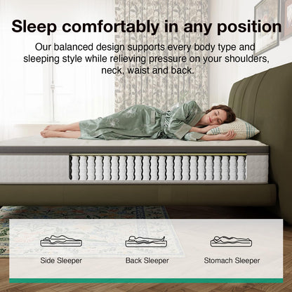 Novilla 5FT King Size Mattress - 25cm Medium Firm Hybrid Mattresses | UK Pocket Sprung & Foam for Target Support & Luxury Comfort, Soft-Touch Cover