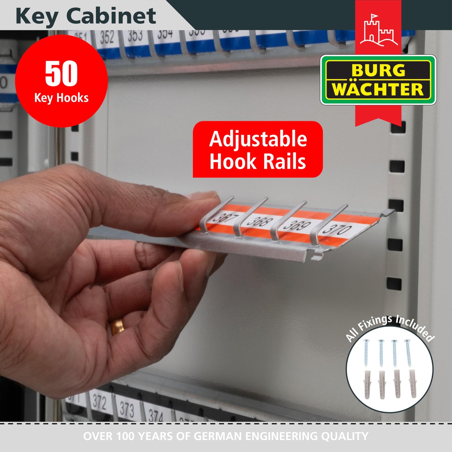 Burg-Wachter Euro Cylinder 50 Key Cabinet, Grau