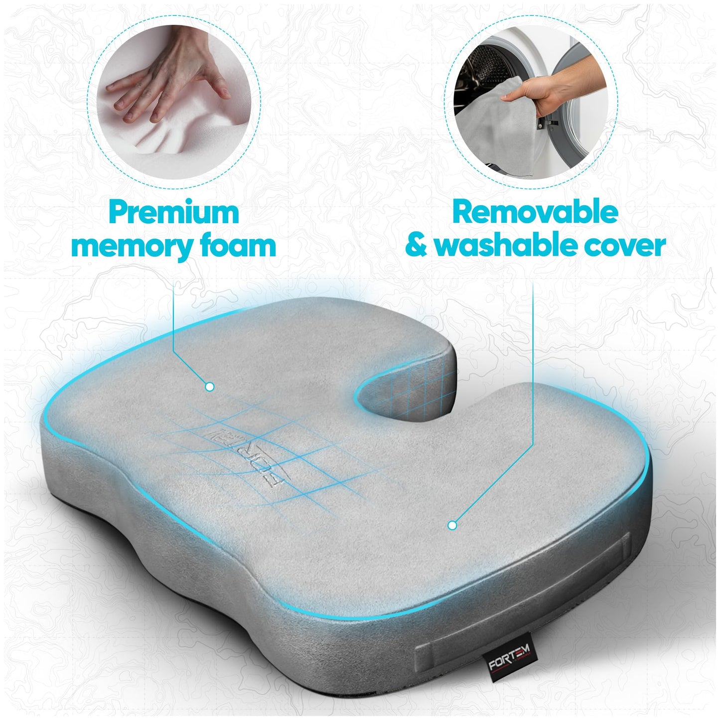 FORTEM Seat Cushion, Office Chair Cushion, Memory Foam Pillow for Sitting