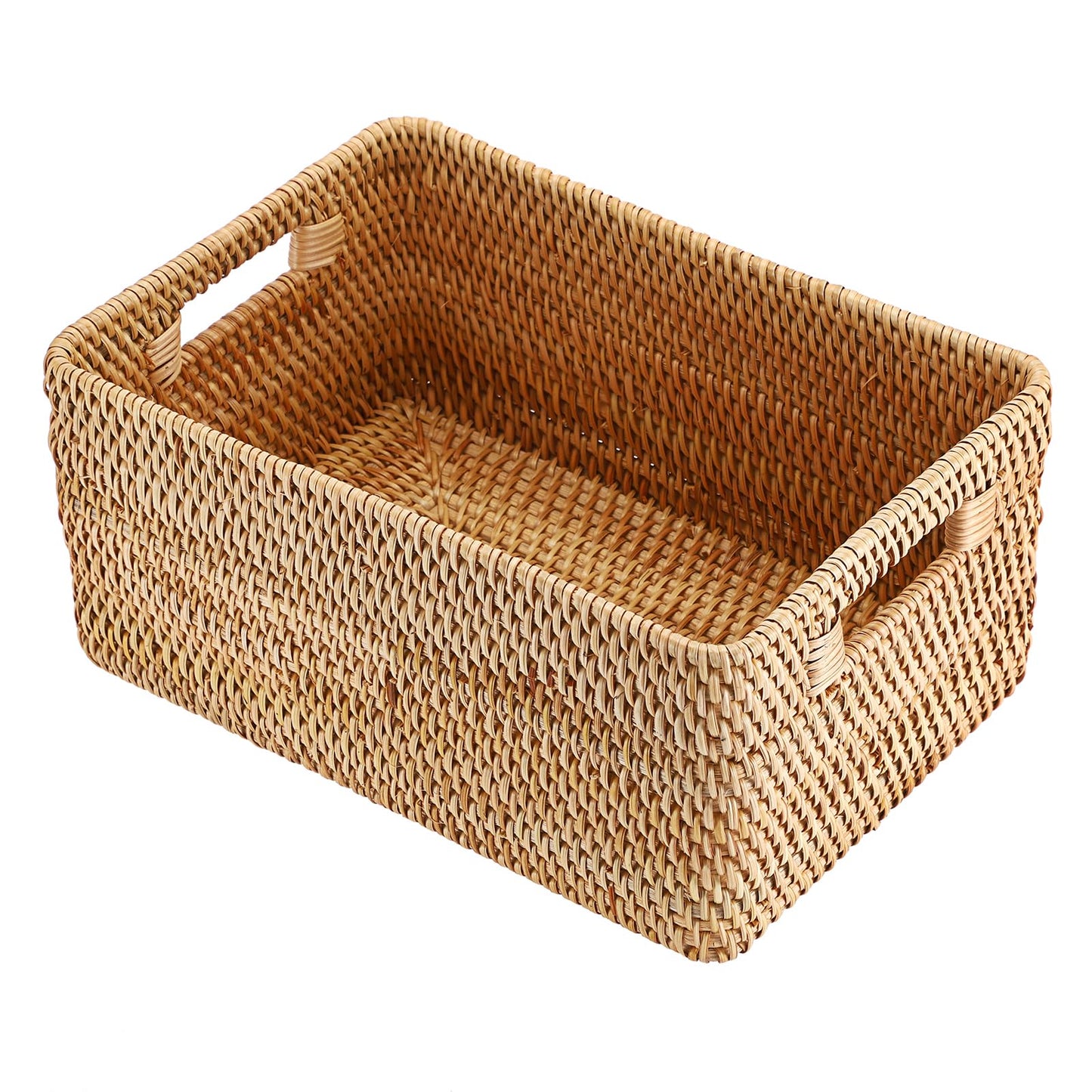 IGNPION Rattan Opened Storage Basket, Wicker Basket for Shelf, 32x22x15cm