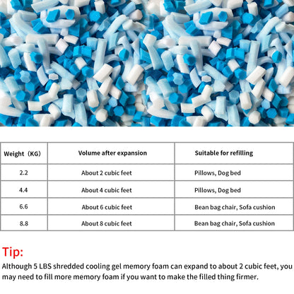 HONEHO 6.6KG Shredded Gel Memory Foam Filling Bean Bag Chair Filler
