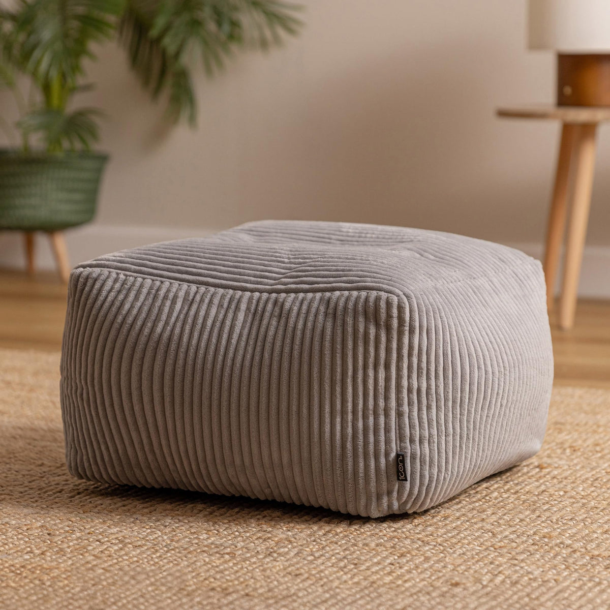 icon Amara Small Cord Bean Bag Footstool with Filling Included, Grey