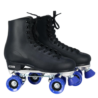 CHICAGO SKATES Men's Classic Roller Skates - Premium Black Quad Rink Skates