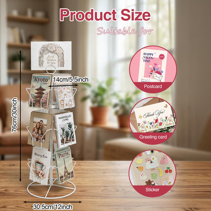 Hocomay 3 Tier Greeting Card Display Stand, 12 Pocket Rotating Greeting Card Organizer