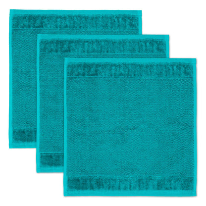 Möve Bamboo Luxe set of 3 soap cloths 30 x 30 cm made of 60% cotton / 40% viscose from bamboo cellulose, ocean