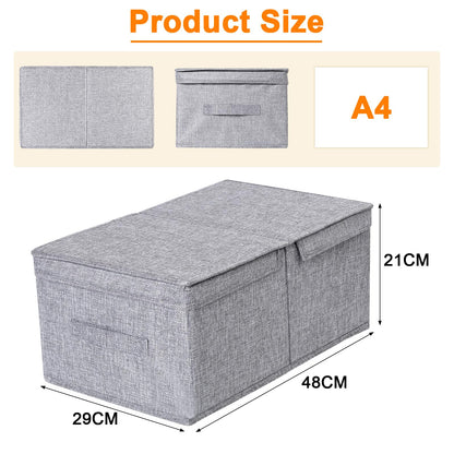 Cozary Storage Box with Lid - Wardrobe Boxes - Foldable Design, 29L Capacity, Linen Fabric, Foldable and Stackable