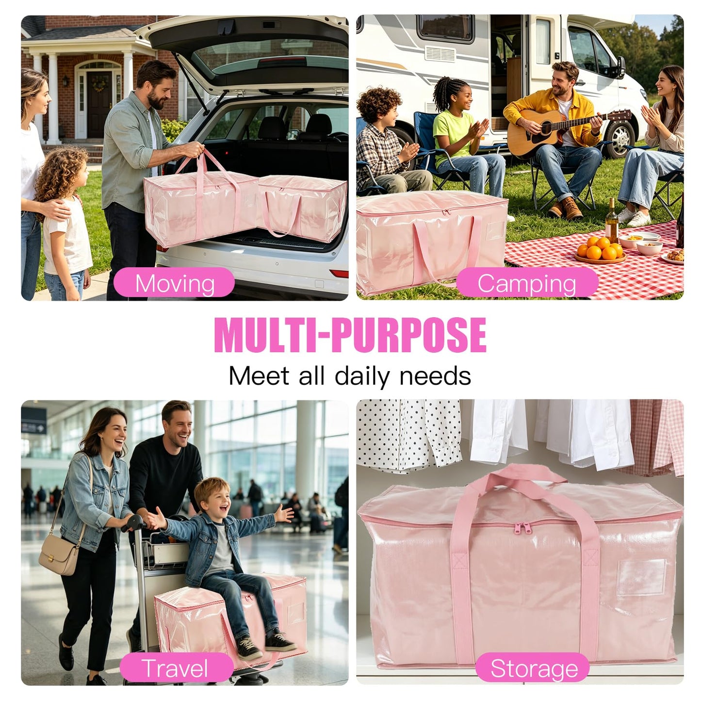 ZFWDSY Moving Bags 93 L,8-Pack Storage Bags Moving Boxes Alternatives