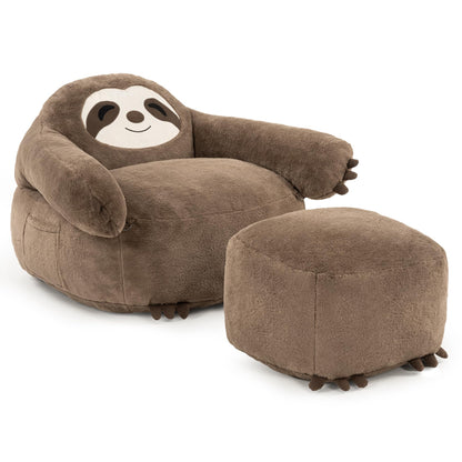 Pamapic Bean Bag Chair, Sloth Bean Bag Chair with Footstool, BeanBag with FIlling Included, Ergonomic Recliner with Detachable Armrest