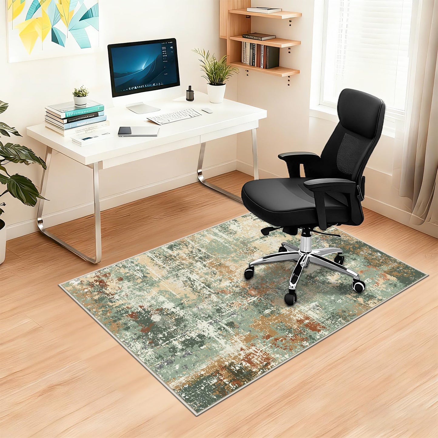 Capslpad Office Chair Mats for Hardwood Floor 90x120cm Non-Slip Modern Abstract Home Multi Purpose Chair Mat Low Pile Floor Protectors Computer Chair