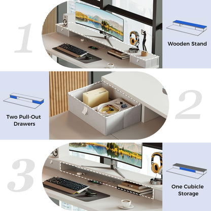 Agilestic Electric Adjustable Height Desk, with 2 Fabric Drawers, 160x60cm
