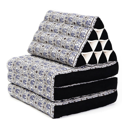Leewadee 3-Fold Mat with Triangle Cushion – Comfortable TV Pillow, Foldable Mattress with Cushion Made of Eco-Friendly Kapok, 170 x 53 cm, blue white