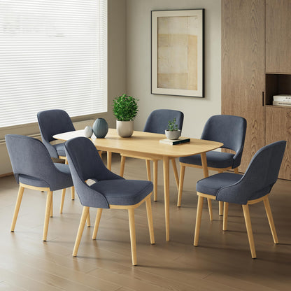Dining Chairs Set of 6, Upholstered Dining Room Chairs with Chenille Fabric, Ergonomic Backrest, High Density Cushion & Rubber Wood Frame