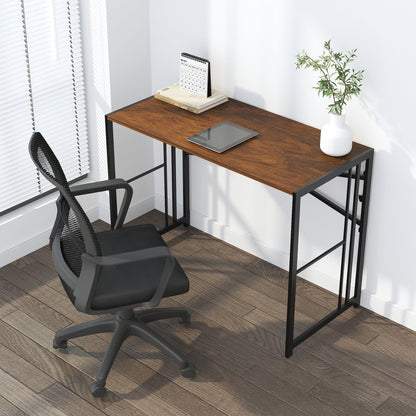 Lutown-Teen Folding Computer Desk 103 cm No Assembly Required, Mahogany