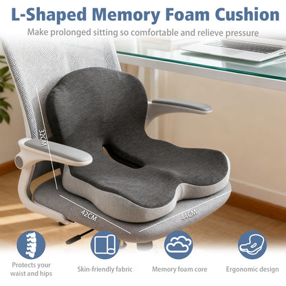 Seat Cushion & Lumbar Support Pillow, Memory Foam Car Seat Cushion