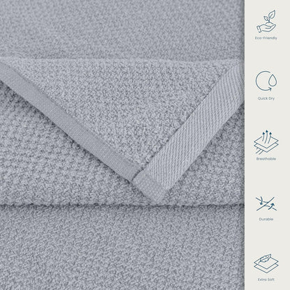 CASA COPENHAGEN Popcorn Textured 6-Piece Small Bath Towel Set - Grey Violet, 550 gsm, 6-piece small bath towels