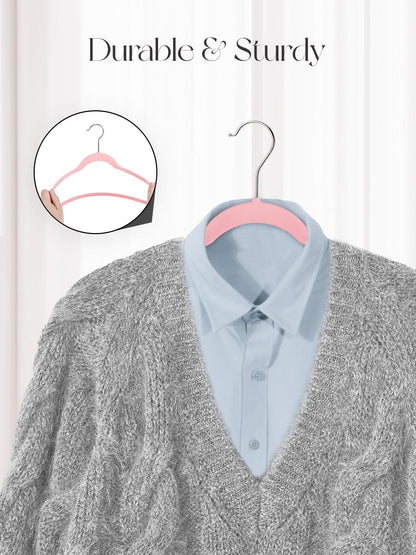 HOUSE DAY Velvet Hangers 20 Pack, Non-Slip Coat hangers, Pink