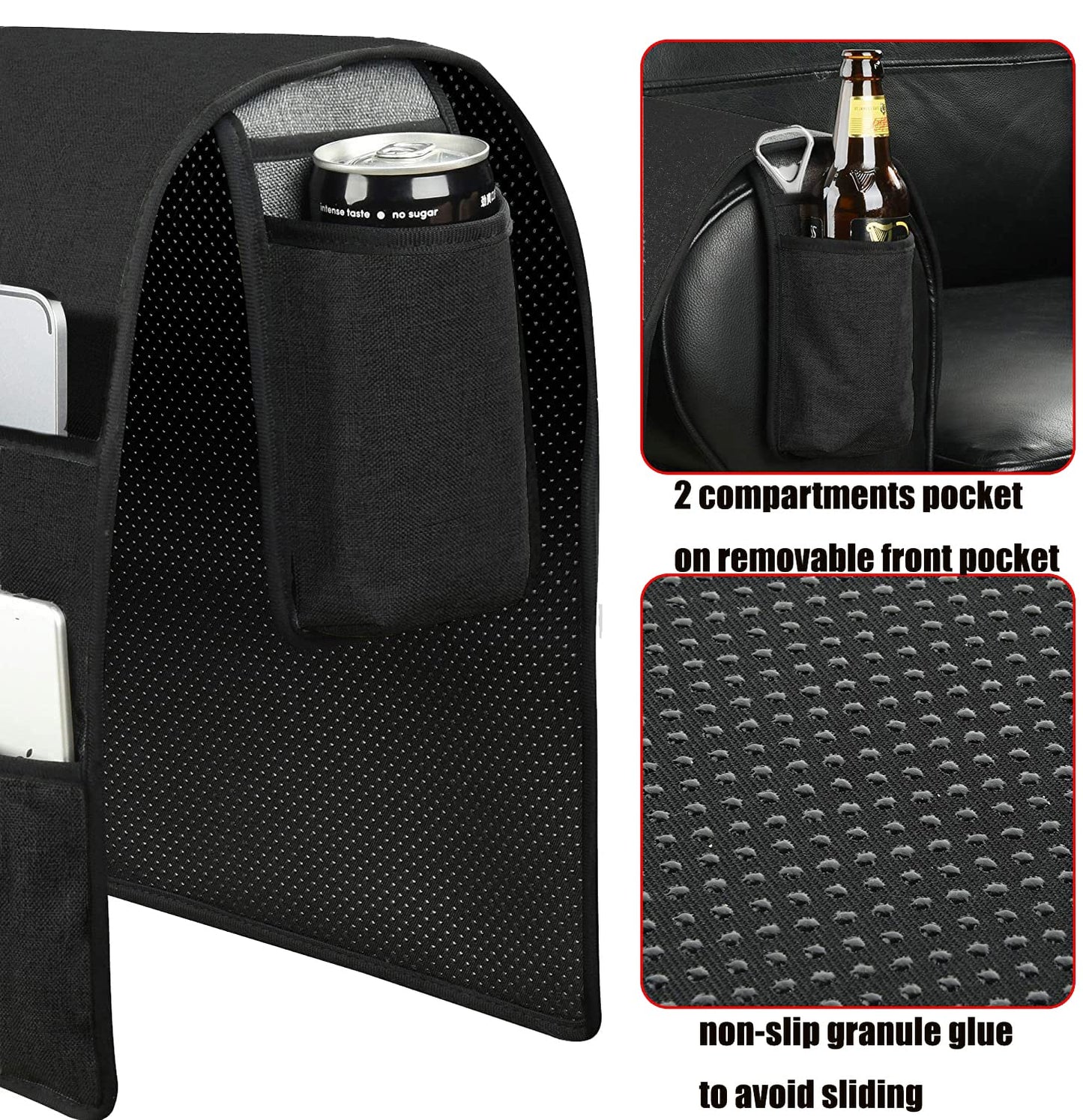 Spacmirrors KOSTOO Sofa Armrest Organizer Couch Arm Chair Caddy Sofa Cover Storage Holder for Remote Control Magazine Book Smart Phone Tablet Drinks